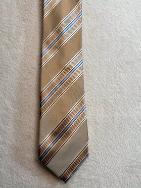 Donald J. Trump Tan and Blue Striped Signature Collection Tie